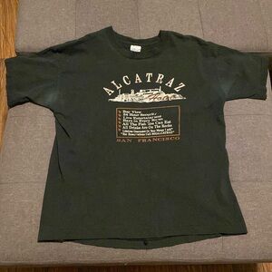 Vintage 1990s Alcatraz Single Stitch Tee San Francisco Black T-Shirt Men’s Large